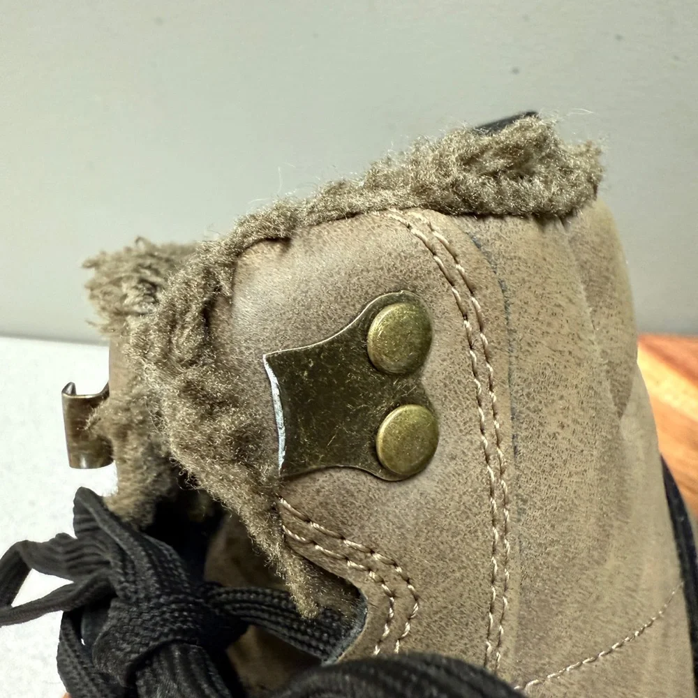 Weatherproof Mens Faux Fur Lined Duck Boots Taupe Brown Black High Top Lace Up